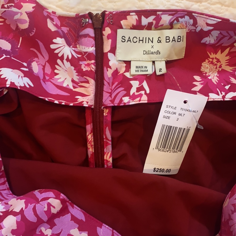 NWT SACHIN & BABI ellen pink floral fitted dress - Picture 9 of 13
